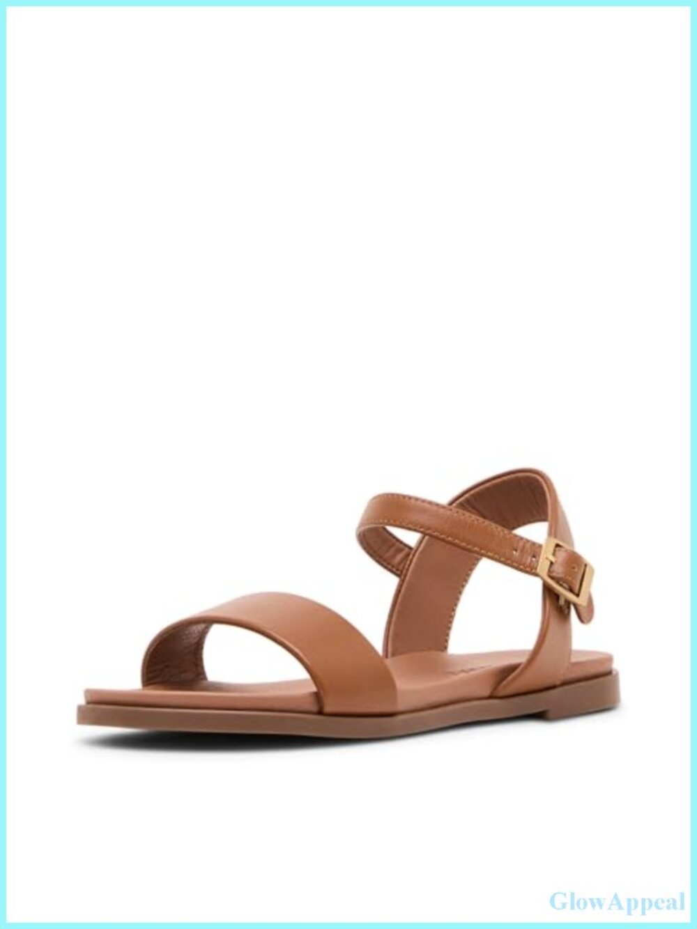 Leather Flat Sandals Round Toe Buckle Adjustable Casual Slide